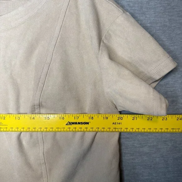 Anthropologie Pilcro Faux Suede Tee Size Large Beige Cropped Top - Picture 4 of 7